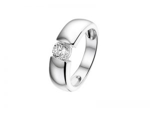 Zilveren ring met zwevende steen