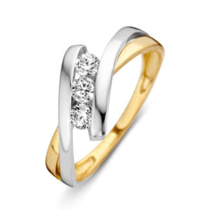 Excellent-jewelry-bicolor-ring-met-3-steentjes-RF426482